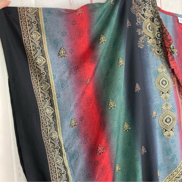 Vintage Sante Classics One Size Multicolor Boho Kaftan Dress Patio Artsy Maxi - Picture 8 of 14